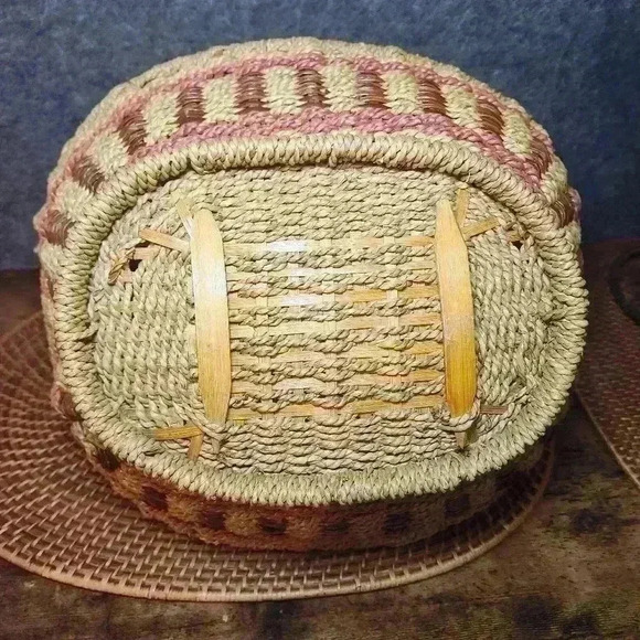 Beautiful Handmade Large Wood/Rope Grass Weave Basket Rustic Natural - Picture 7 of 8